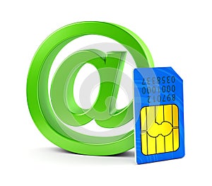 At email symbol and SIM card