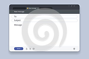 Email template or blank e-mail browser window vector icon. Email interface. Mail window template, internet message