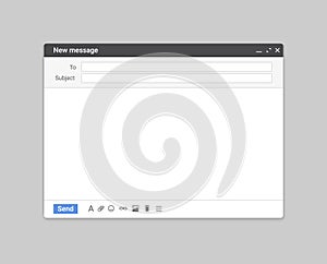 Email template mail mockup window browser. Blank screen gmail template message ui interface photo