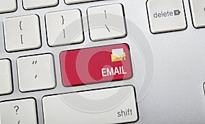 Email text with icon on keyboard, communication concept, web mail conversation