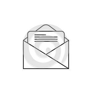 Email thin line icon, letter outline vector logo illustration, o