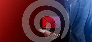 Email and user icon,sign,symbol marketing or newsletter concept, diagram.Sending email.Bulk mail.Email and sms marketing concept.