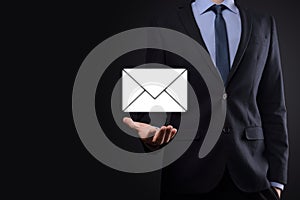 Email and user icon,sign,symbol marketing or newsletter concept, diagram.Sending email.Bulk mail.Email and sms marketing concept.