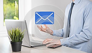 Email and user icon,sign,symbol marketing or newsletter concept, diagram.Sending email.Bulk mail.Email and sms marketing concept.