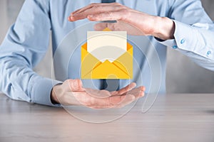 Email and user icon,sign,symbol marketing or newsletter concept, diagram.Sending email.Bulk mail.Email and sms marketing concept.