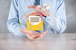 Email and user icon,sign,symbol marketing or newsletter concept, diagram.Sending email.Bulk mail.Email and sms marketing concept.