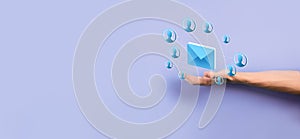 Email and user icon,sign,symbol marketing or newsletter concept, diagram.Sending email.Bulk mail.Email and sms marketing concept.