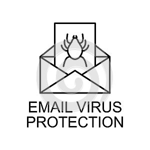 Email vires protection outline icon. Element of data protection icon with name for mobile concept and web apps. Thin