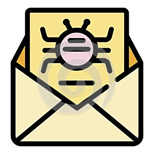 Email virus icon color outline vector