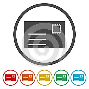 Email web flat design circle icon.Mail icon. Envelope symbol. Message sign.