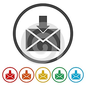 Email web flat design circle icon.Mail icon. Envelope symbol. Message sign.