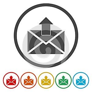 Email web flat design circle icon.Mail icon. Envelope symbol. Message sign.