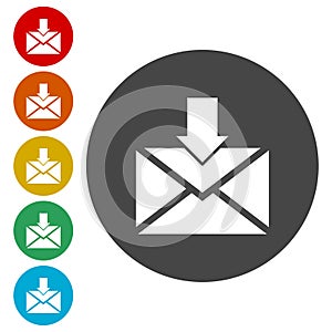 Email web flat design circle icon.Mail icon. Envelope symbol. Message sign.