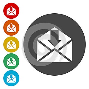 Email web flat design circle icon.Mail icon. Envelope symbol. Message sign.