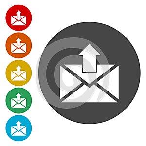 Email web flat design circle icon.Mail icon. Envelope symbol. Message sign.