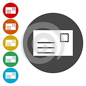 Email web flat design circle icon.Mail icon. Envelope symbol. Message sign.