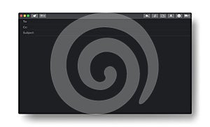 Email window template. Blank mail browser page interface for messages. Vector screen frame mockup of email window for computer. UI
