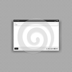 Email windows interface template for mail message. The artistic design is an empty layout pattern. Vector on isolated background.