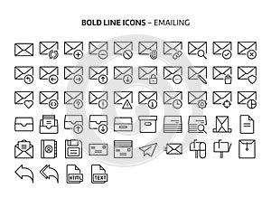 Emailing, bold line icons