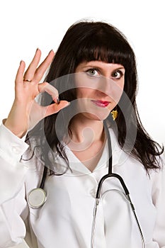 Emale doctor showing okay gesture