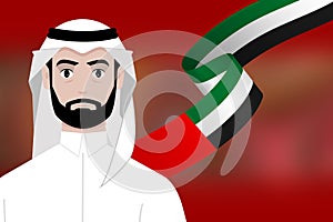 Emarati man vector in UAE national flag
