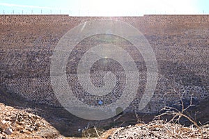 Embalse de los Molinos, Fuerteventura, Canary Islands: the dam wall of the old reservoir