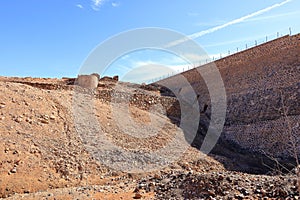 Embalse de los Molinos, Fuerteventura, Canary Islands: the dam wall of the old reservoir