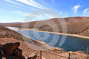 Embalse de los Molinos, Fuerteventura, Canary Islands: low water in the old reservoir