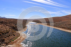 Embalse de los Molinos, Fuerteventura, Canary Islands: low water in the old reservoir