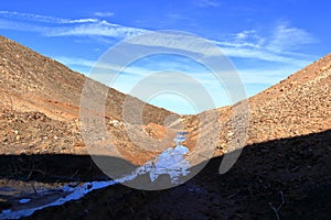 Embalse de los Molinos, Fuerteventura, Canary Islands: the outlet area of the old reservoir