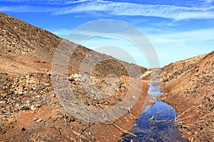 Embalse de los Molinos, Fuerteventura, Canary Islands: the outlet area of the old reservoir