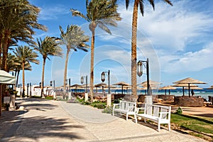 Embankment along the beach in Makadi, Egypt