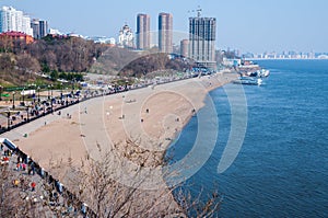 Embankment of the Amur River in the city of Khabarovsk in spring