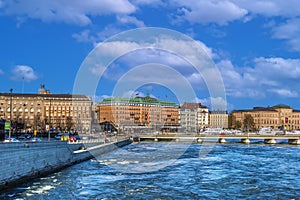 Embankment in central Stockholm, Sweden