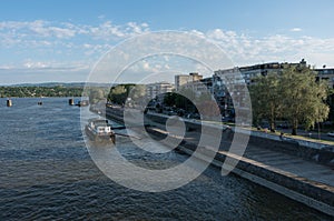 Embankment of Danube river in center of Novi Sad city