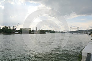 Embankment of the don river before the rain