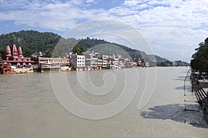 Embankment of the Ganiga River, the city of Haridwar. India