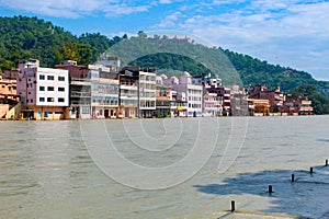 Embankment of the Ganiga River, the city of Haridwar. India