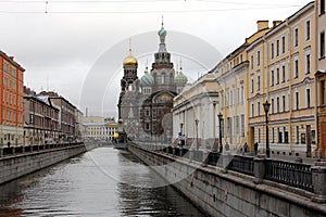 Embankment of Griboyedov Canal in St. Petersburg