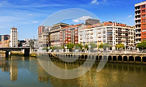 Embankment of Ibaizabal river. Bilbao, Spain