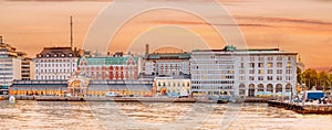 Embankment And Old Market Hall Vanha kauppahalli In Helsinki At Summer Sunset Evening, Sunrise Morning, Finland. Town