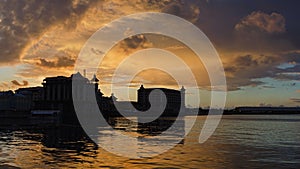 Embankment of Port Louis at sunset time