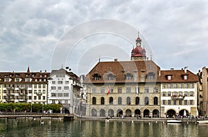 Embankment of Reuss river in Lucerne