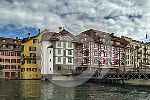 Embankment of Reuss river in Lucerne