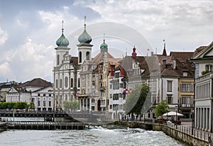 Embankment of Reuss river, Lucerne, Switzerland