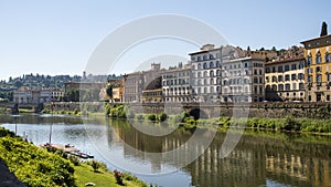 The embankment of the river Arno in Florence, Tuscany, Italy near the Uffizi Galery