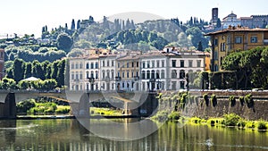 The embankment of the river Arno in Florence, Tuscany, Italy near the Uffizi Galery