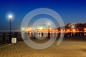 Embankment in Taganrog. Rostov region. Russia. Night. Winter