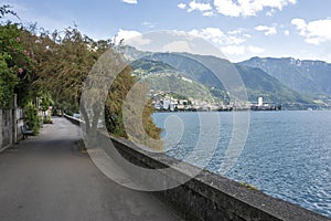 Embankment of town of Montreux, Switzerland