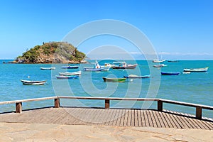 Embankment with view of Boats, yachts, sea in Armacao dos Buzios, Rio de Janeiro, Brazil